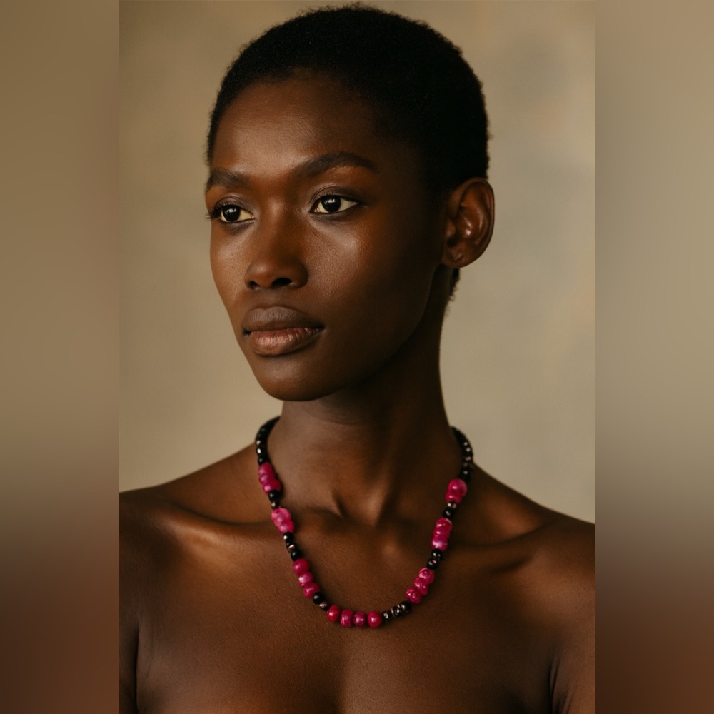 Black Ruby Obsidian Beaded Necklace - image 2